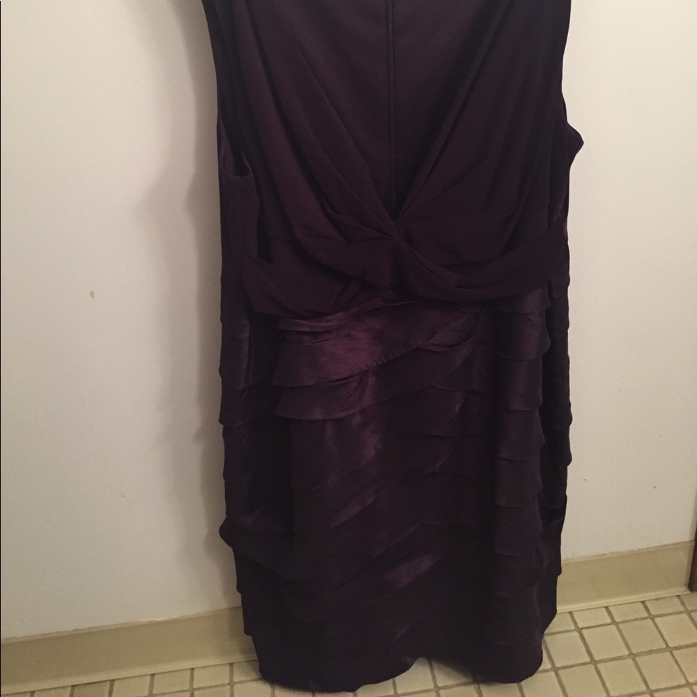Stunning purple cocktail dress with silver shrug
