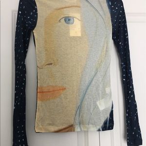H&M long sleeve graphic sheer tee shirt