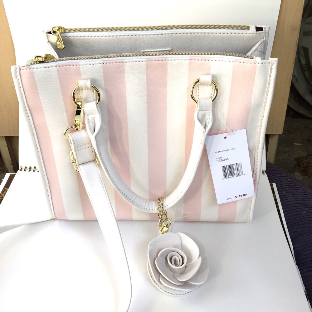 Betsey Johnson 3 compartment tote handbag