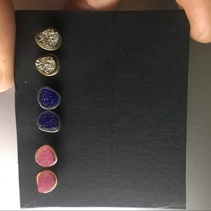3 set crystal studded earrings