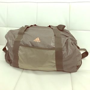Adidas taupe duffle bag