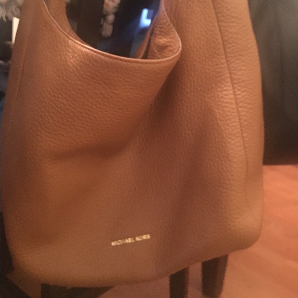 Authentic Michael Kors tan leather hobo bag