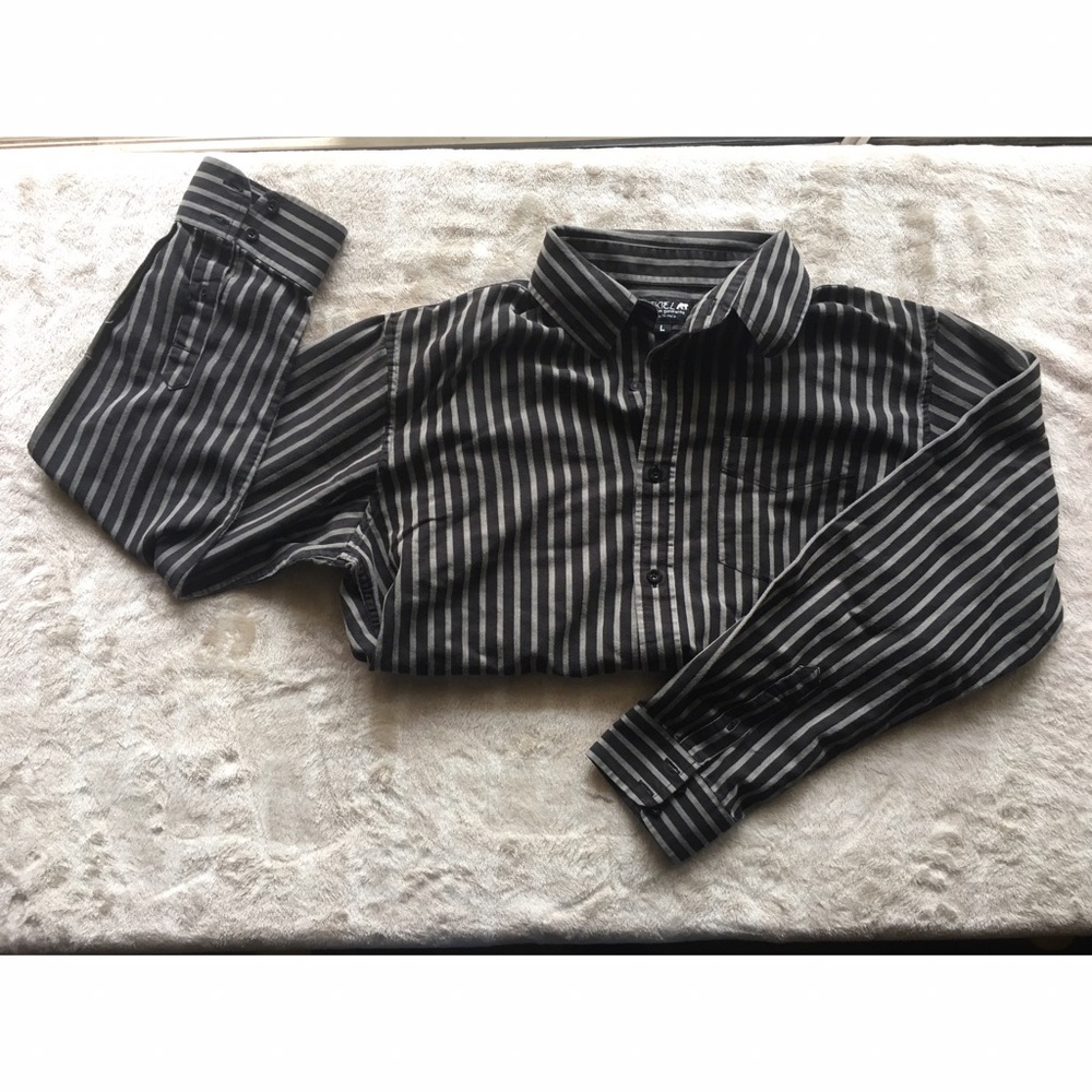Black and Grey Striped Dress-Shirt