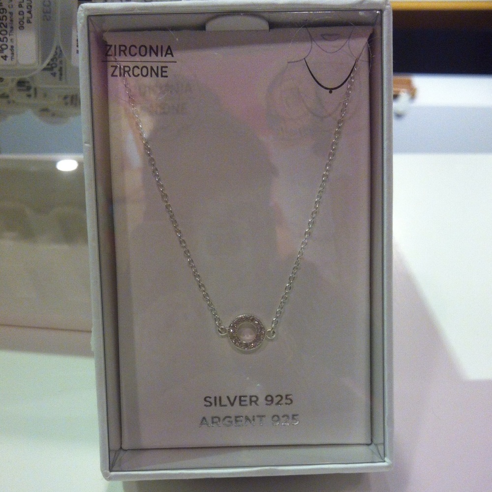 NEW CZ studded sterling silver pendent necklace