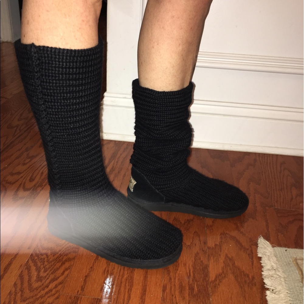 Tall black knit ugg boots