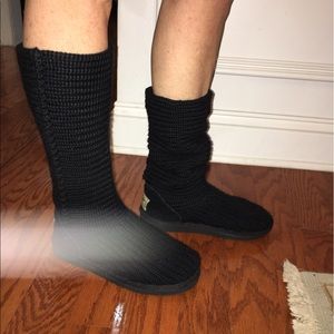 Tall black knit ugg boots
