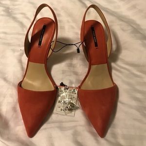 🍑Zara Peach/Orange colored sling backs🍑