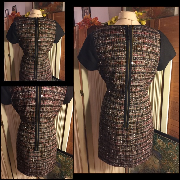 HOLD😄14-BANANA REPUBLIC BLACK/PLAID/SILVER DRESS - Picture 5 of 6
