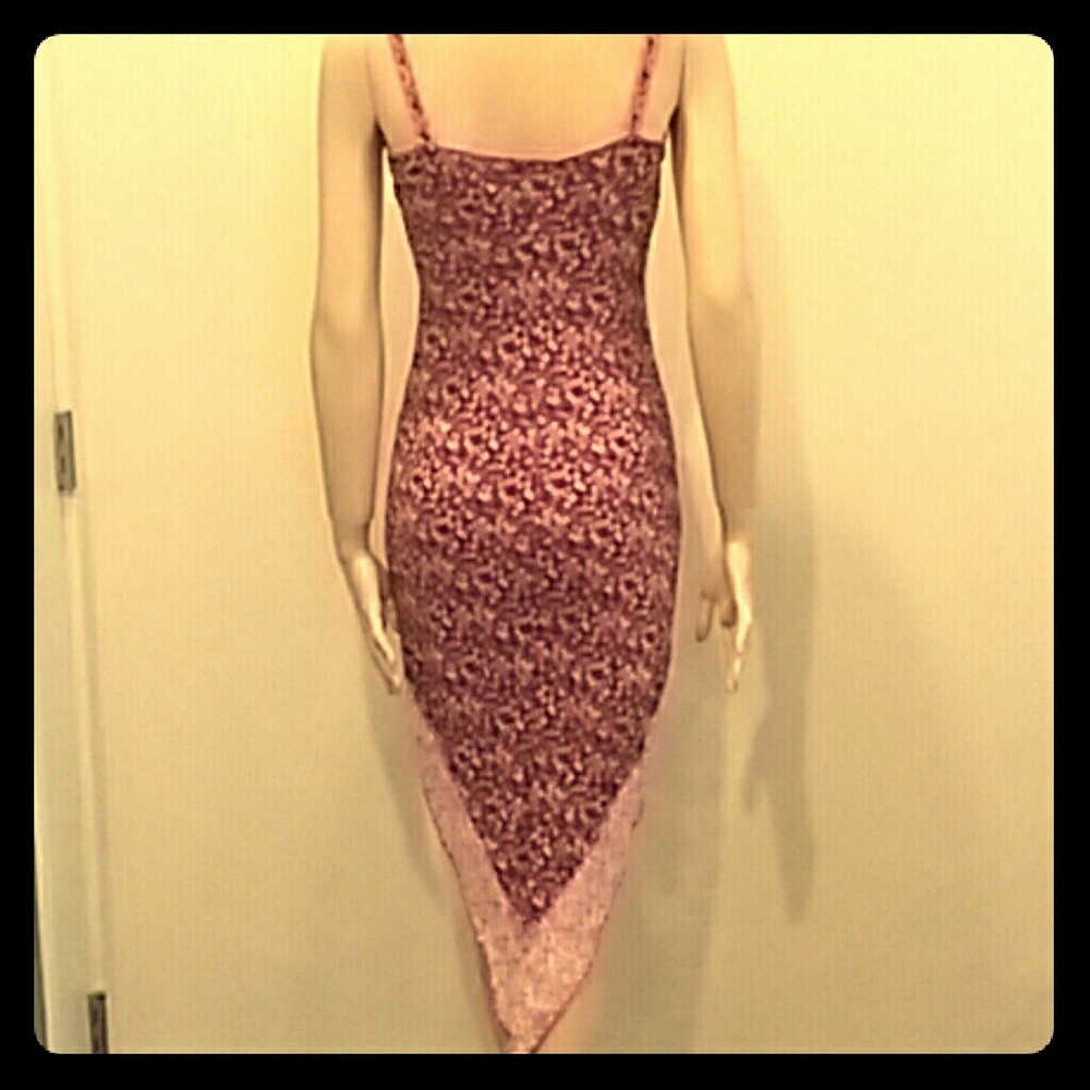 LAUNDRY asymmetrical hem purple flower dress sz 6 - Picture 2 of 6