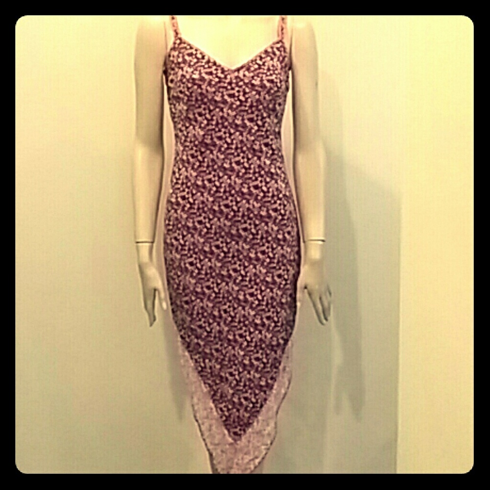 LAUNDRY asymmetrical hem purple flower dress sz 6 - Picture 1 of 6