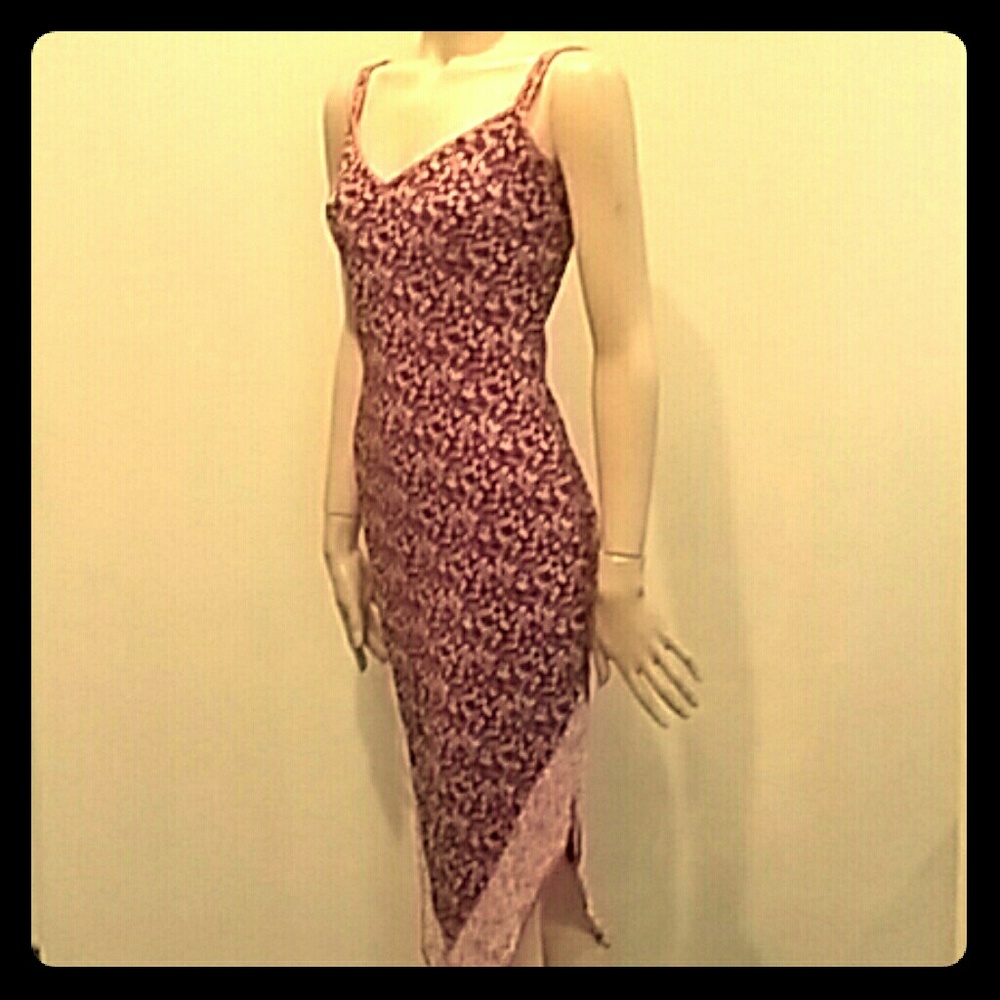 LAUNDRY asymmetrical hem purple flower dress sz 6 - Picture 3 of 6
