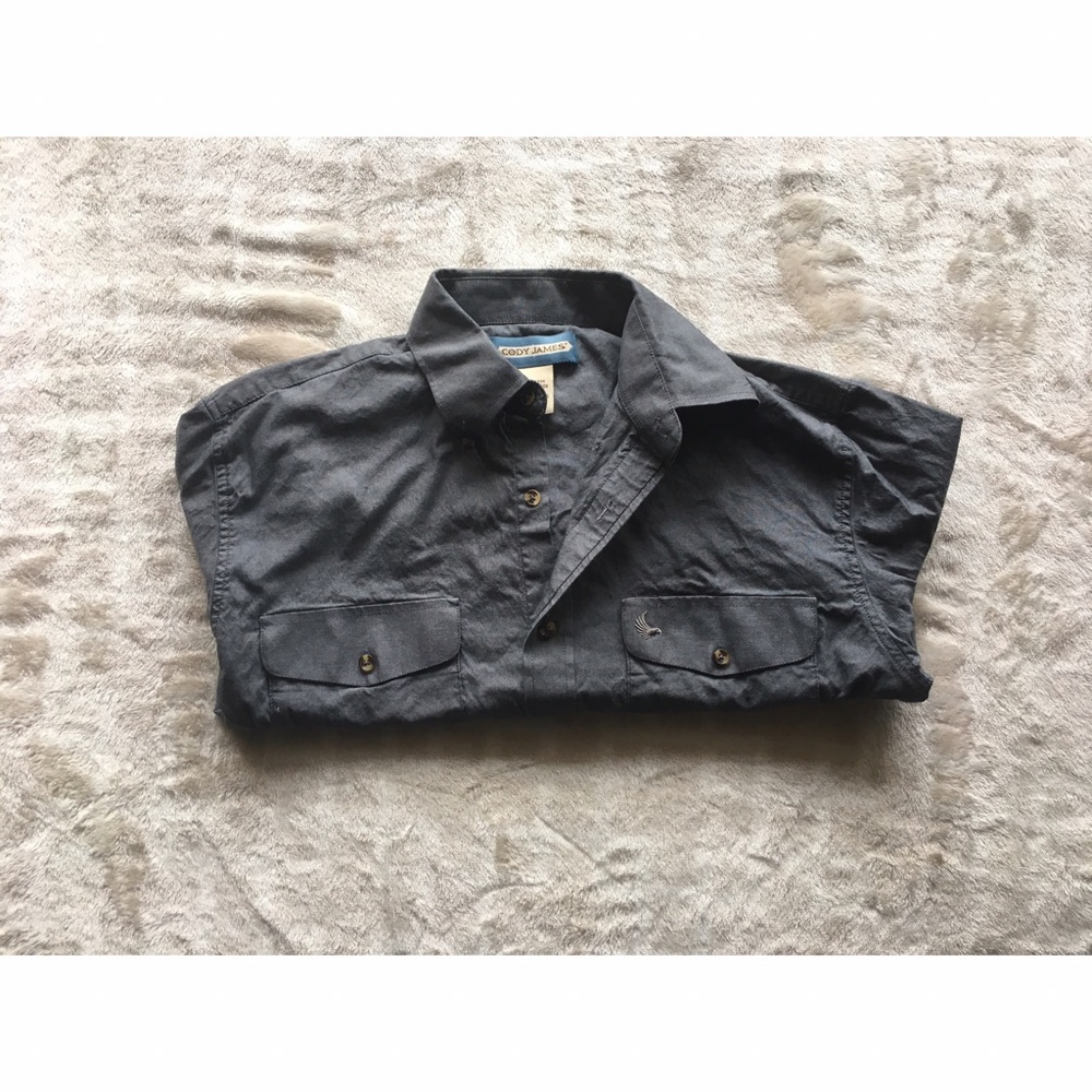Grey Button-Down Long-Sleeve