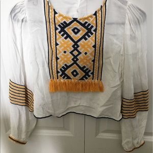 Zara white sheer long sleeve top.