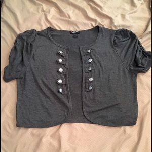 Cropped open grey cardigan