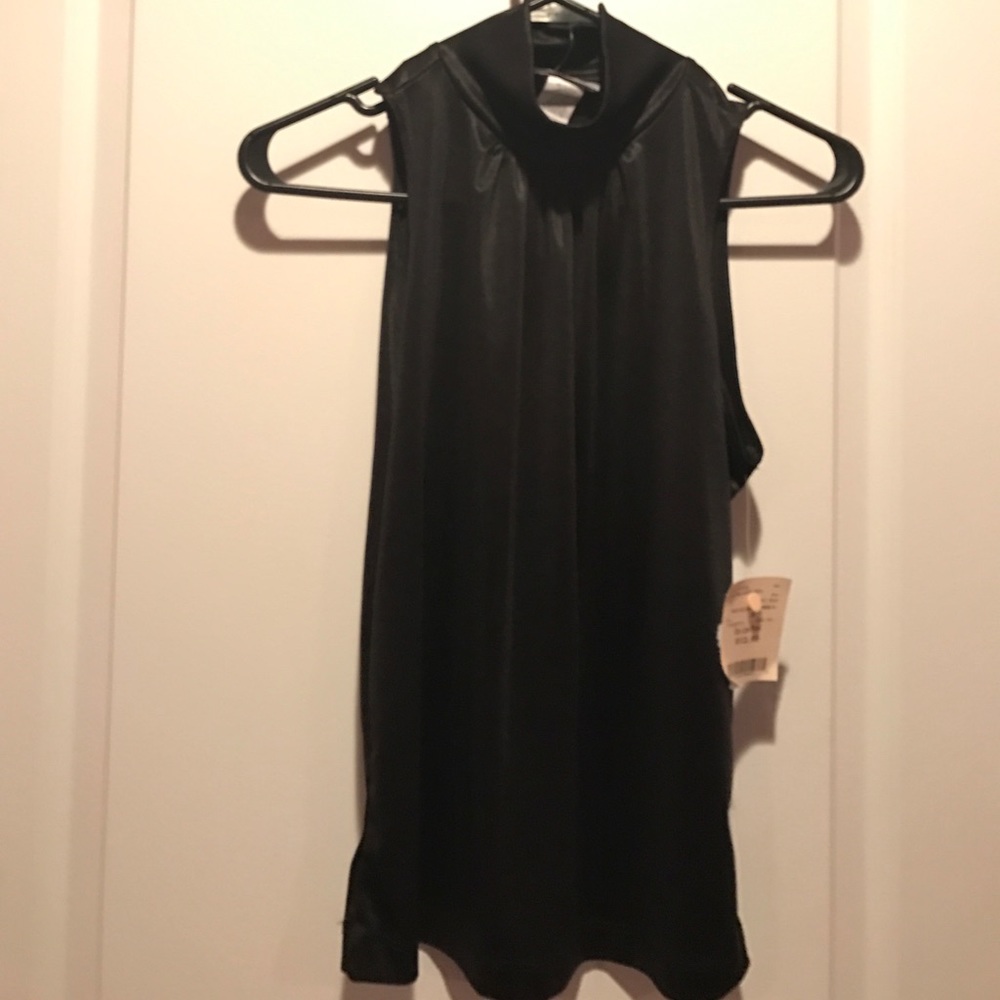 High neck black tank top