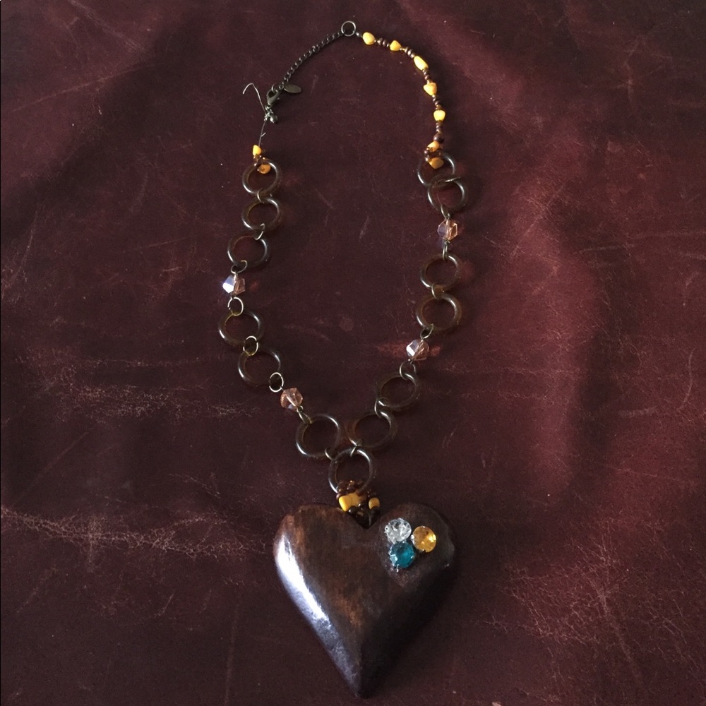 Boho Chic Wooden Heart Necklace