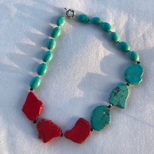 Red & Blue Turquoise Necklace