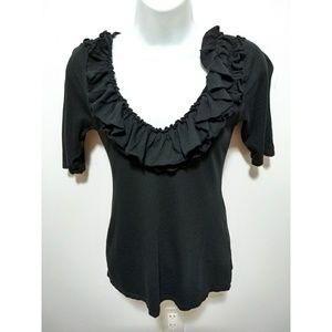 Express short sleeve black top with ruffles