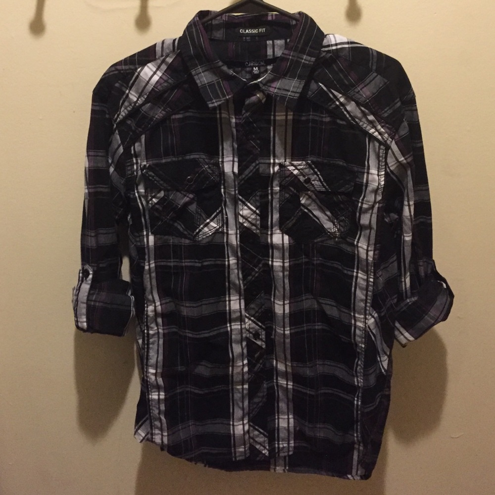 Plaid button down shirt