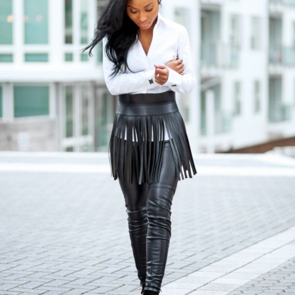 BCBG MaxAzria Black Fringe "Waist Belt" Vegan ❤️️