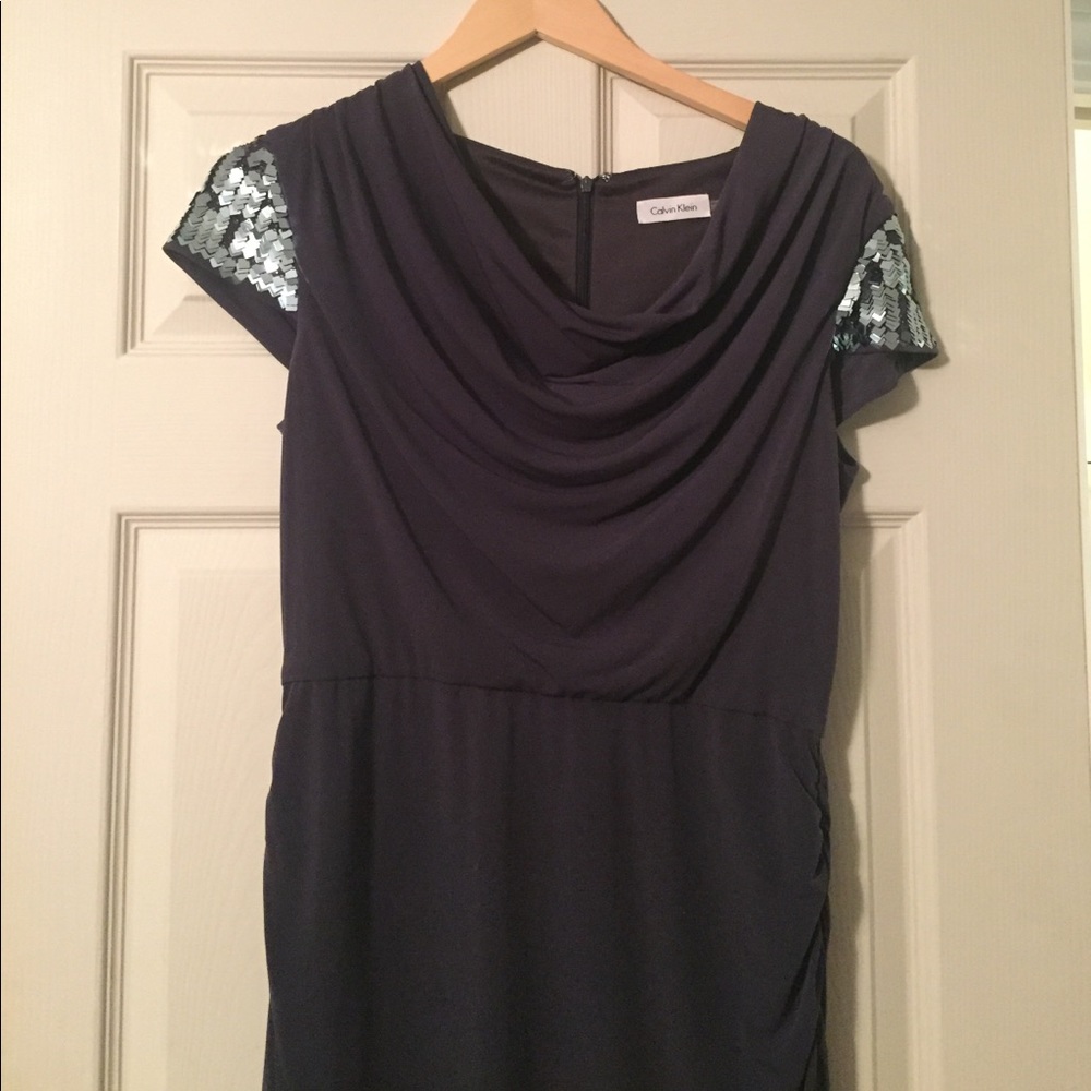 Calvin Klein cocktail dress with sequin sleeves