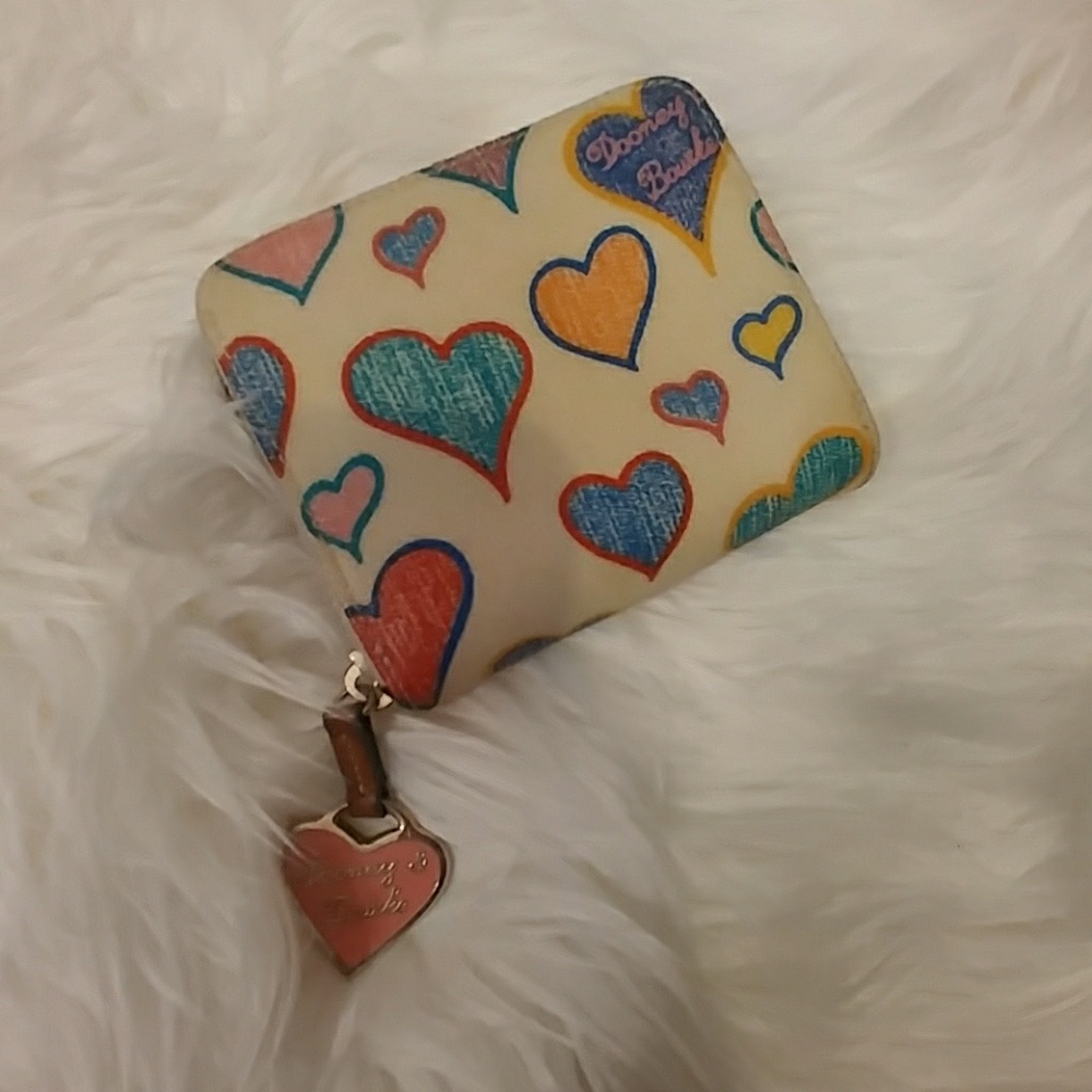 Dooney and Bourke heart wallet zip rainbow
