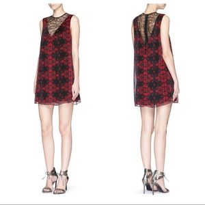 Alice + Olivia Red/Black Print A-Line Flowy Dress