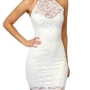 High Neck Lace Cocktail Dress