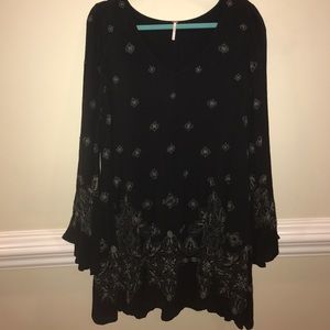 Free people long sleeved embroidered dress