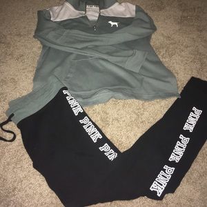 Victoria's secret pink yoga sweatsuit half zip