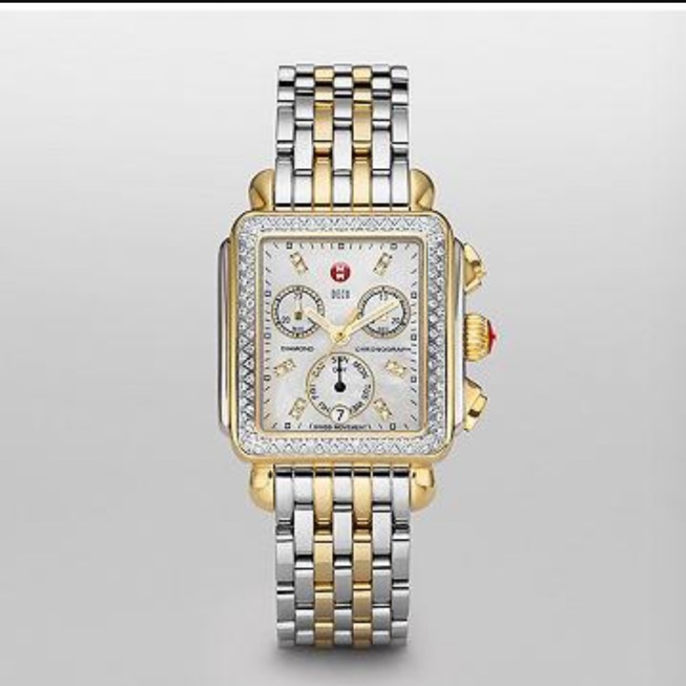Michele deco diamond two tone watch!