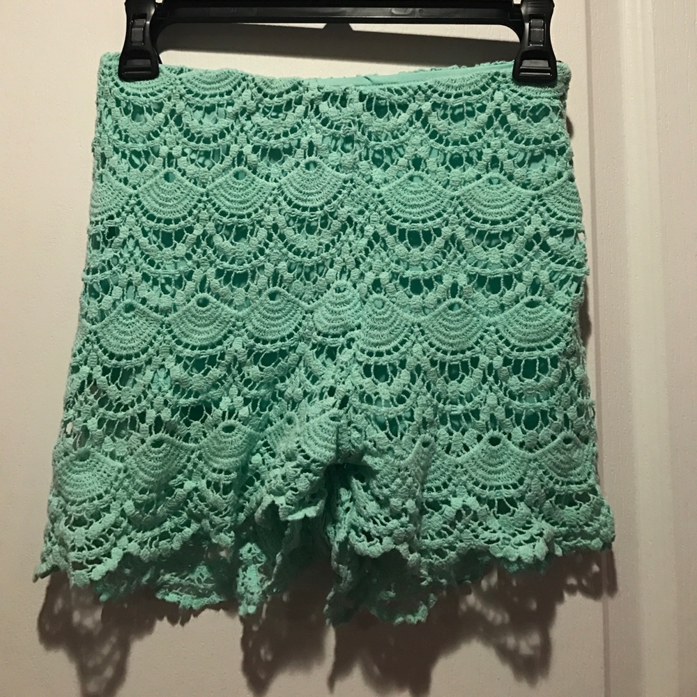 Teal laced shorts