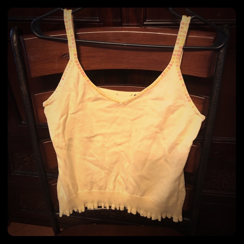 Yellow crop top sequin strap tank