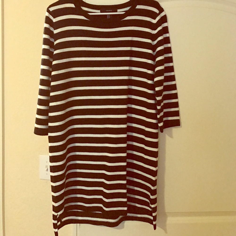 Black and White Striped Sweater Dress