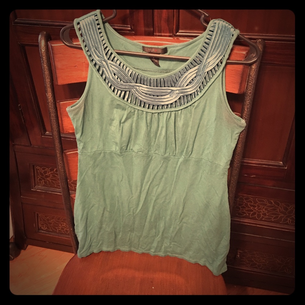 Turquoise tank with neckline detail