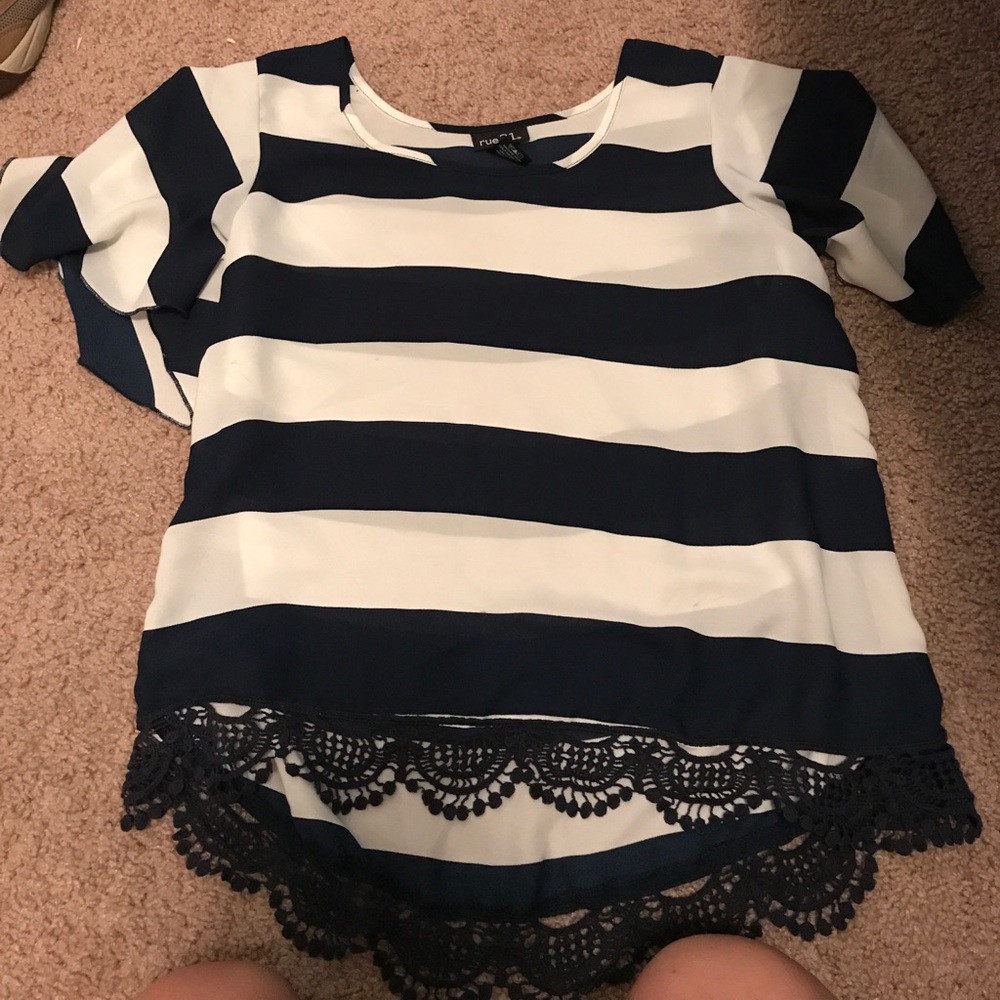Blue and white stripped blouse