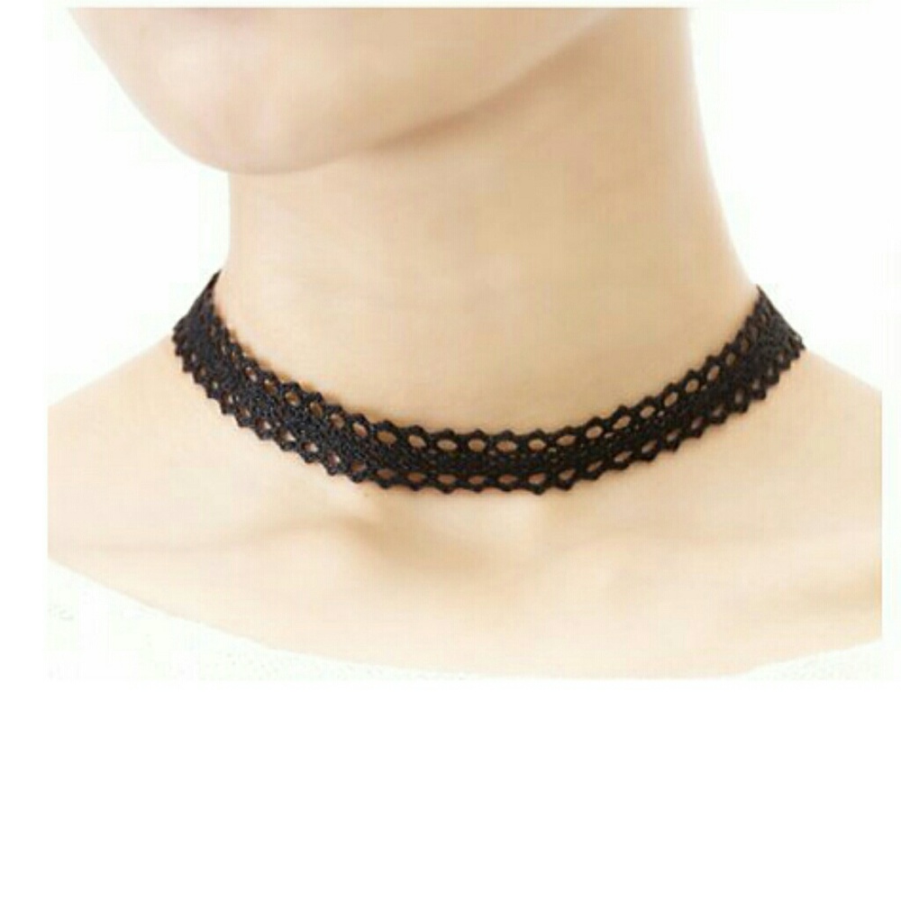 Black crochet choker