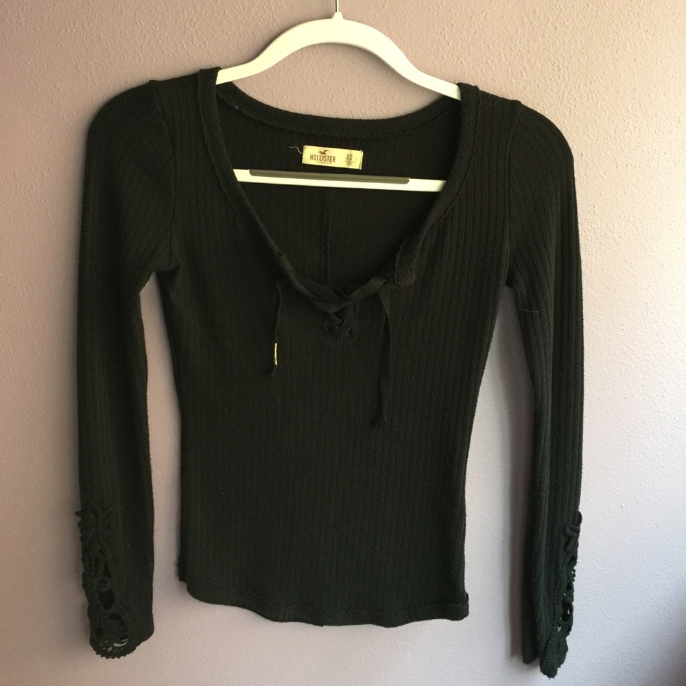 Black lace up long sleeve
