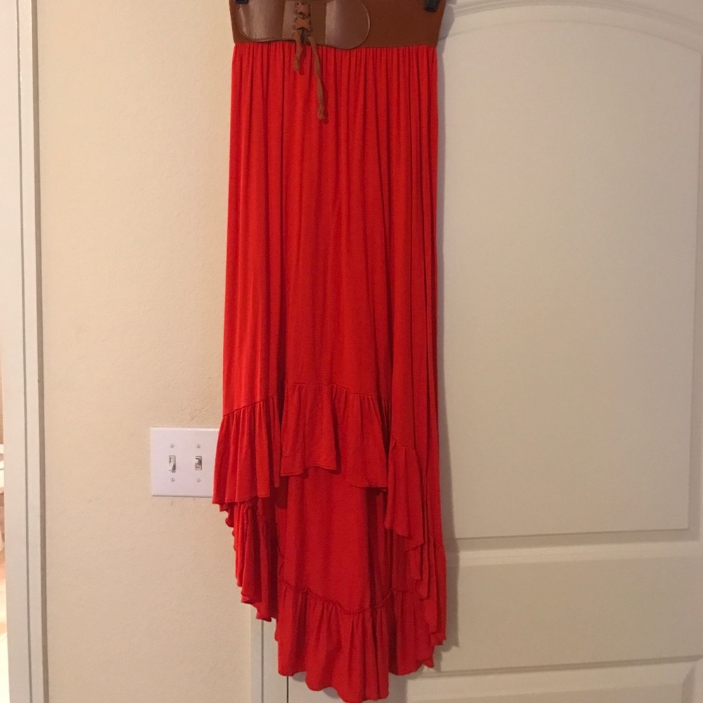 Orange hi-low skirt