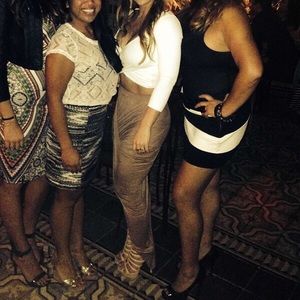 Express Black and White Striped mini skirt