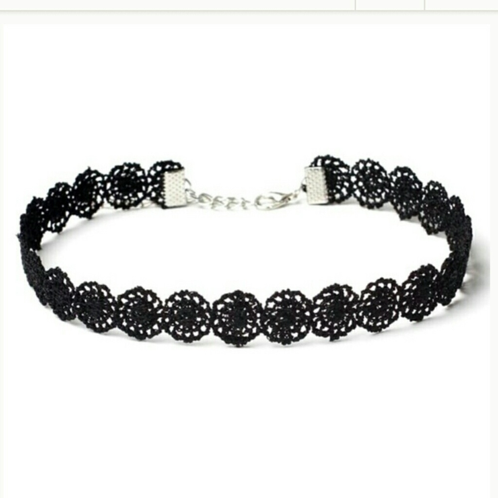 Black crochet choker