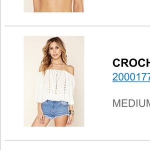 Crocheted off the shoulder cream top