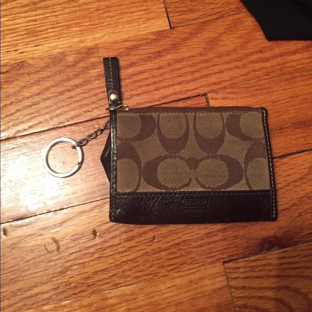 Coach signature key ring wallet
