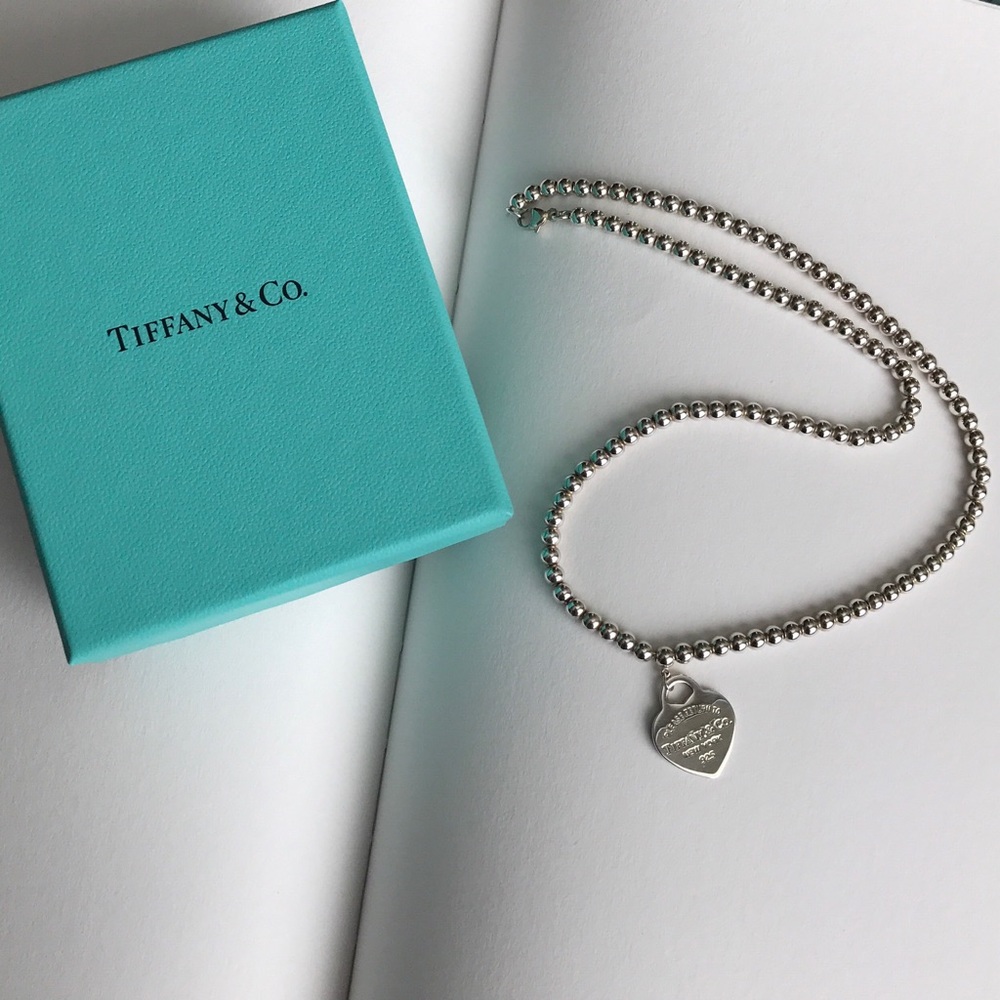 Authentic TIFFANY & CO Heart Tag Beaded Necklace