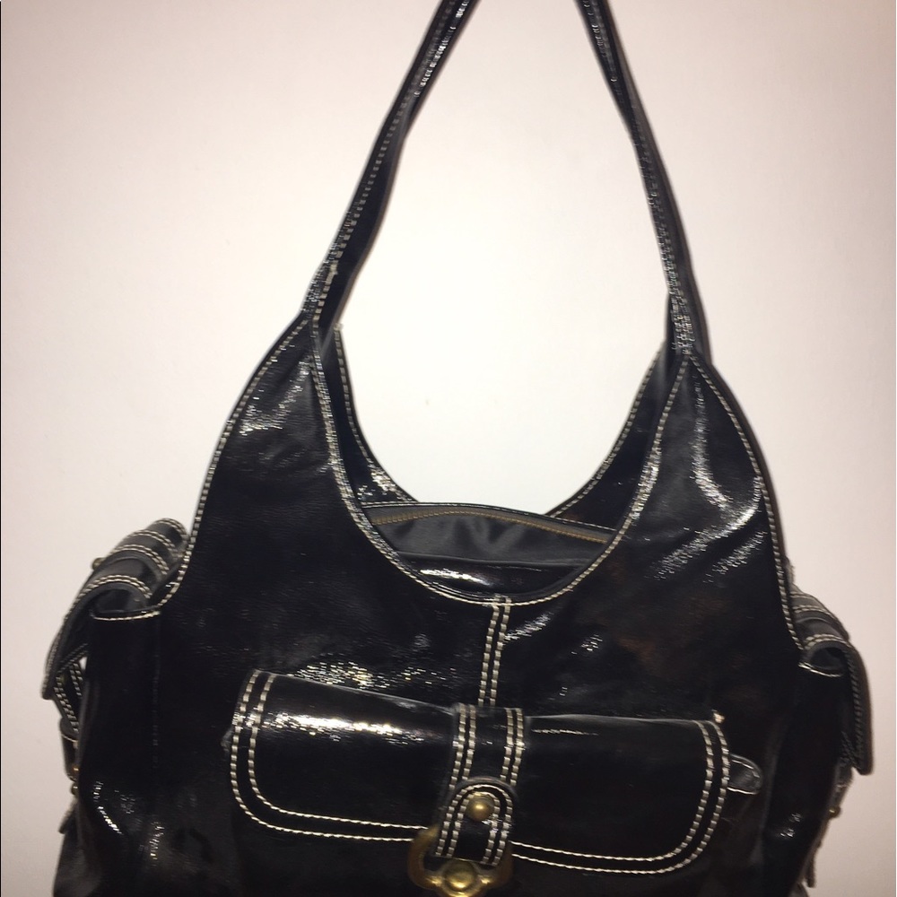 MANIA italian black leather shoulder bag