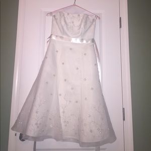 Tea length formal dress.