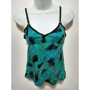 Silence + noise green and black cami top