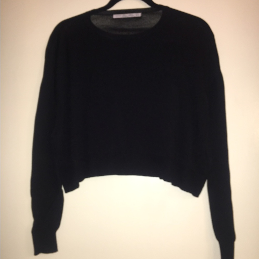 Black draping crop sweater