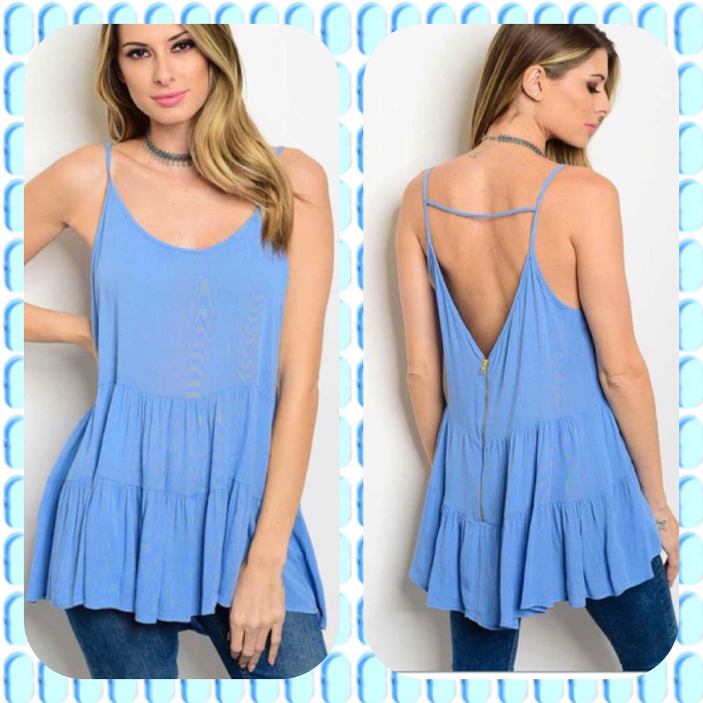 Baby Blue Spaghetti Strap Babydoll Top