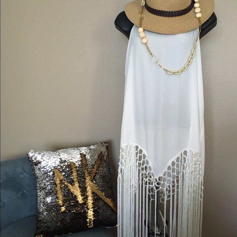 Boho Leith fringe tunic top...or coverup 💜